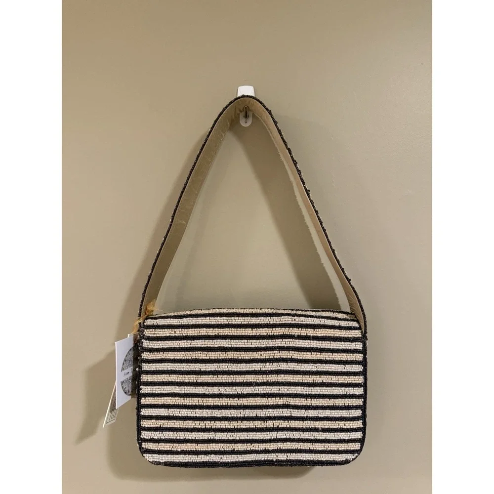 NWT Made In India Viral Beaded Bag Striped Sequin Rooster Chicken Purse